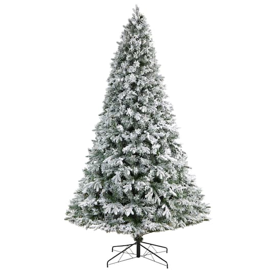 9ft. Pre-Lit Flocked Vermont Mixed Pine Artificial Christmas Tree, Clear LED Lights